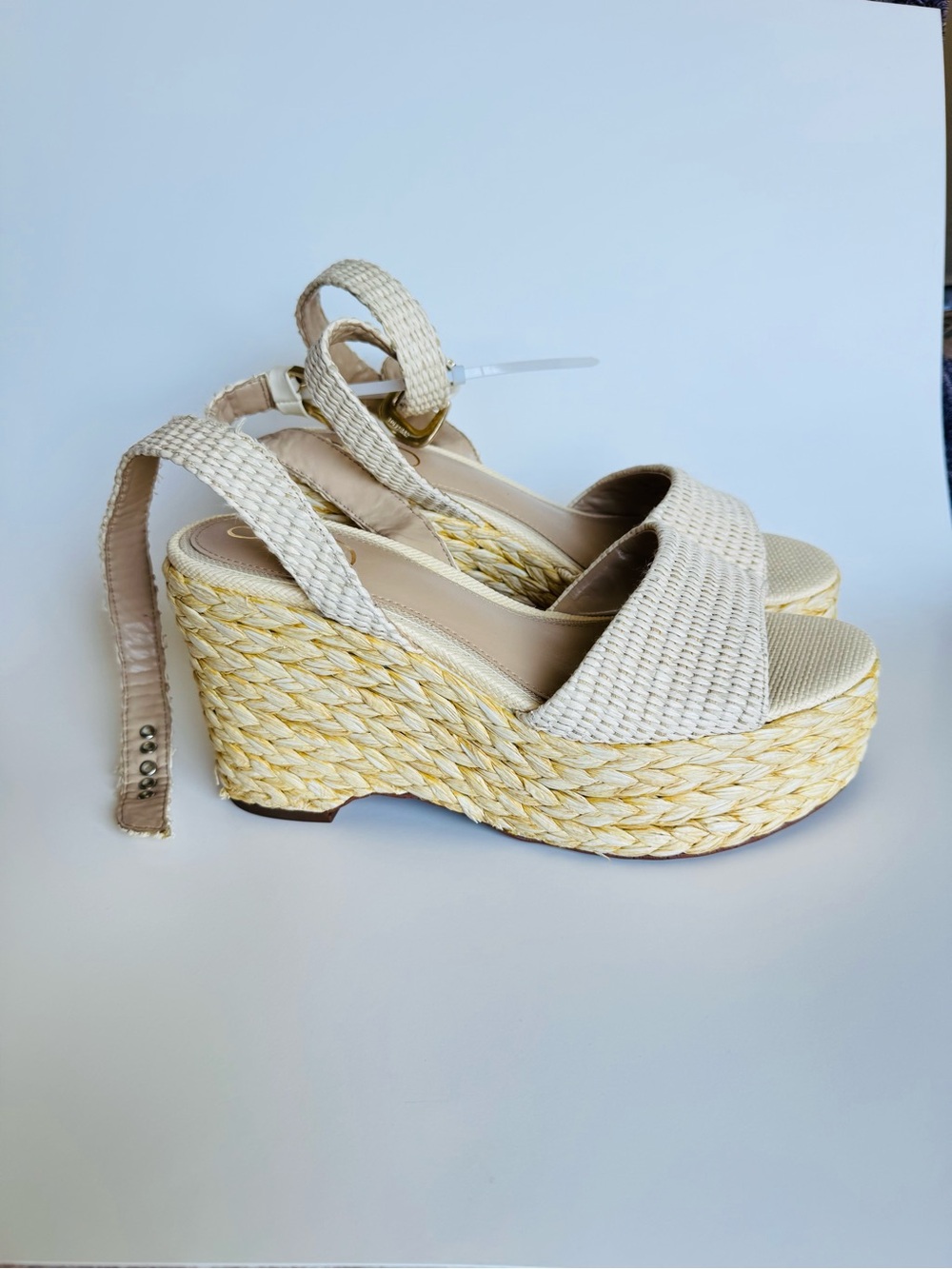 Sam Edelman Woven Platform Wedge Sandals in Cream